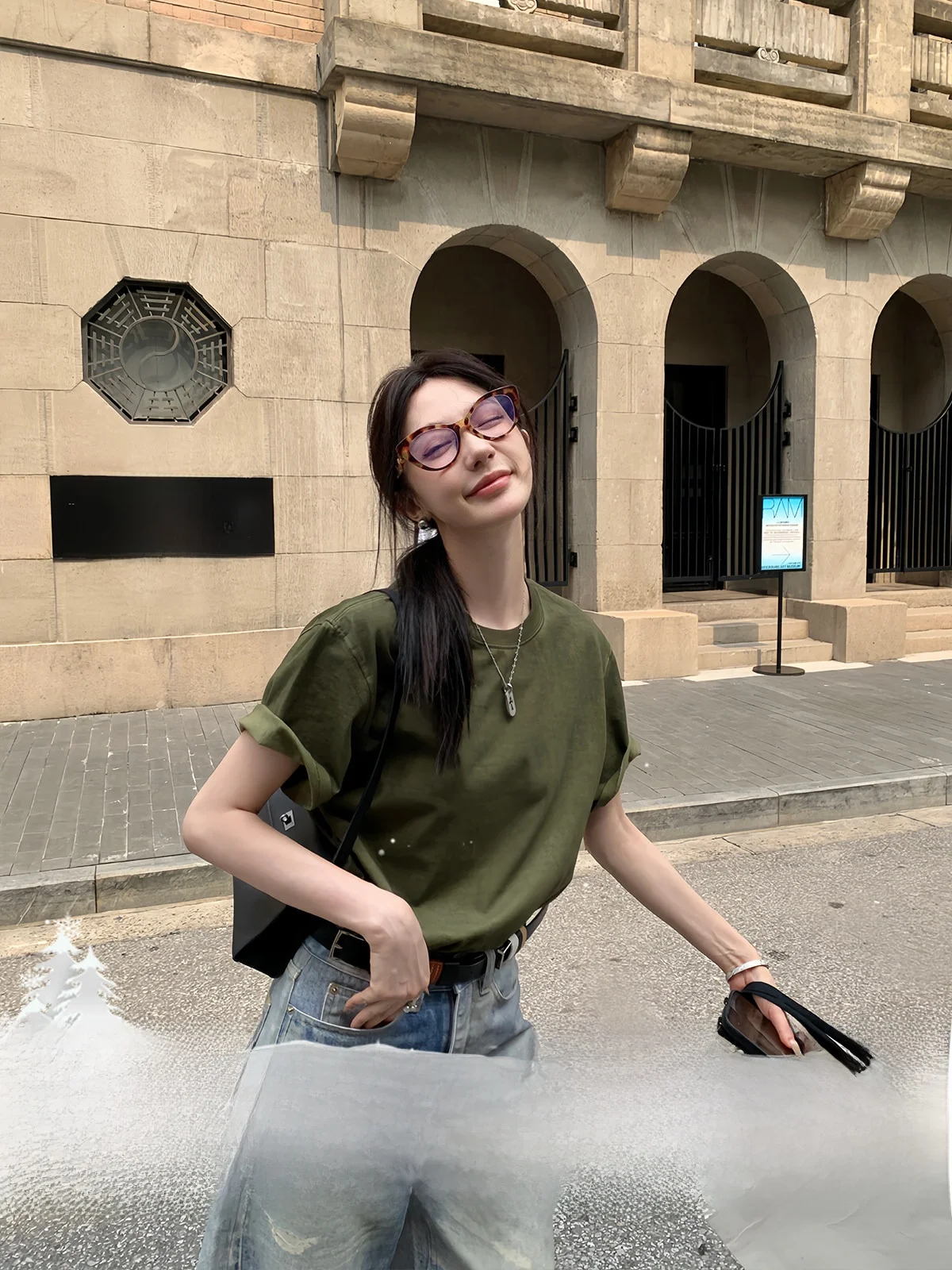 

Loose round Ne ort Sve T-irt Women Summer New Sle Vintage Top Design Sensation Small ence Cotton