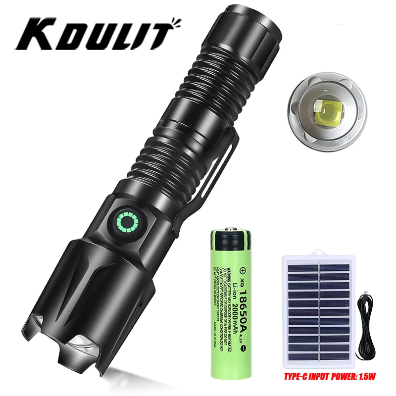 

Super Bright P50 MINl LED Flashlight USB Rechargeable Torch Solar charging With 18650/18350 battery Outdoor Camping Lantern