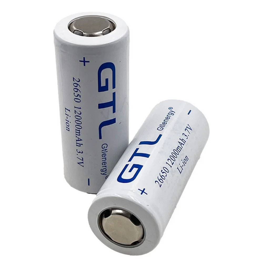 Rechargeable Lithium Battery 26650 3.7V 12000mAh Replacement Cell for Strong Light Flashlight Long Lasting Power