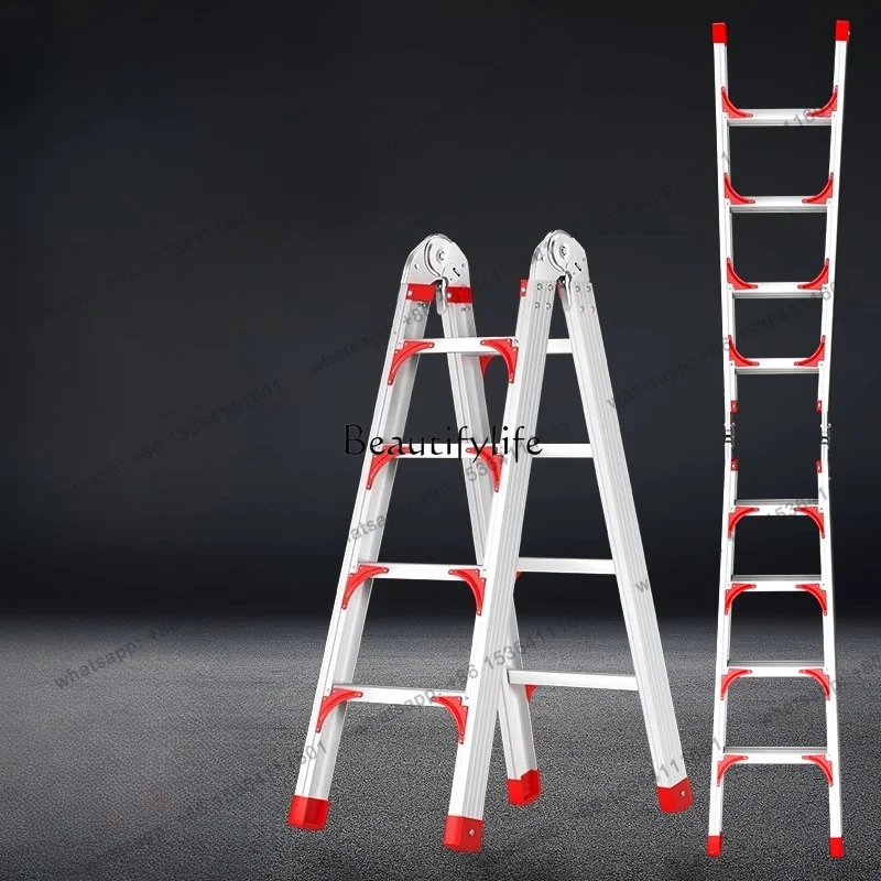 Best Sellers Ladder Herringbone Straight Dual-purpose Lthickened Aluminum Alloy Telescopic Joint Ladder