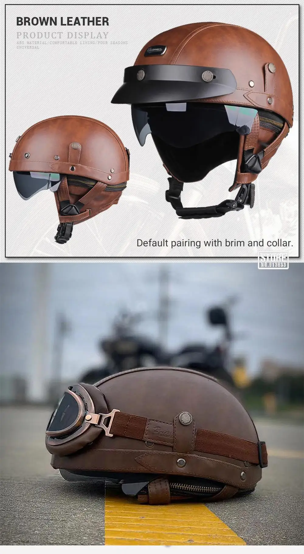 Retro Motorrad Helm DOT Zertifizierung Moto Helm Männer Frauen Halb Helm HD Objektiv Casco Vier Jahreszeiten Reiten Roller Capacetes – Detail 10