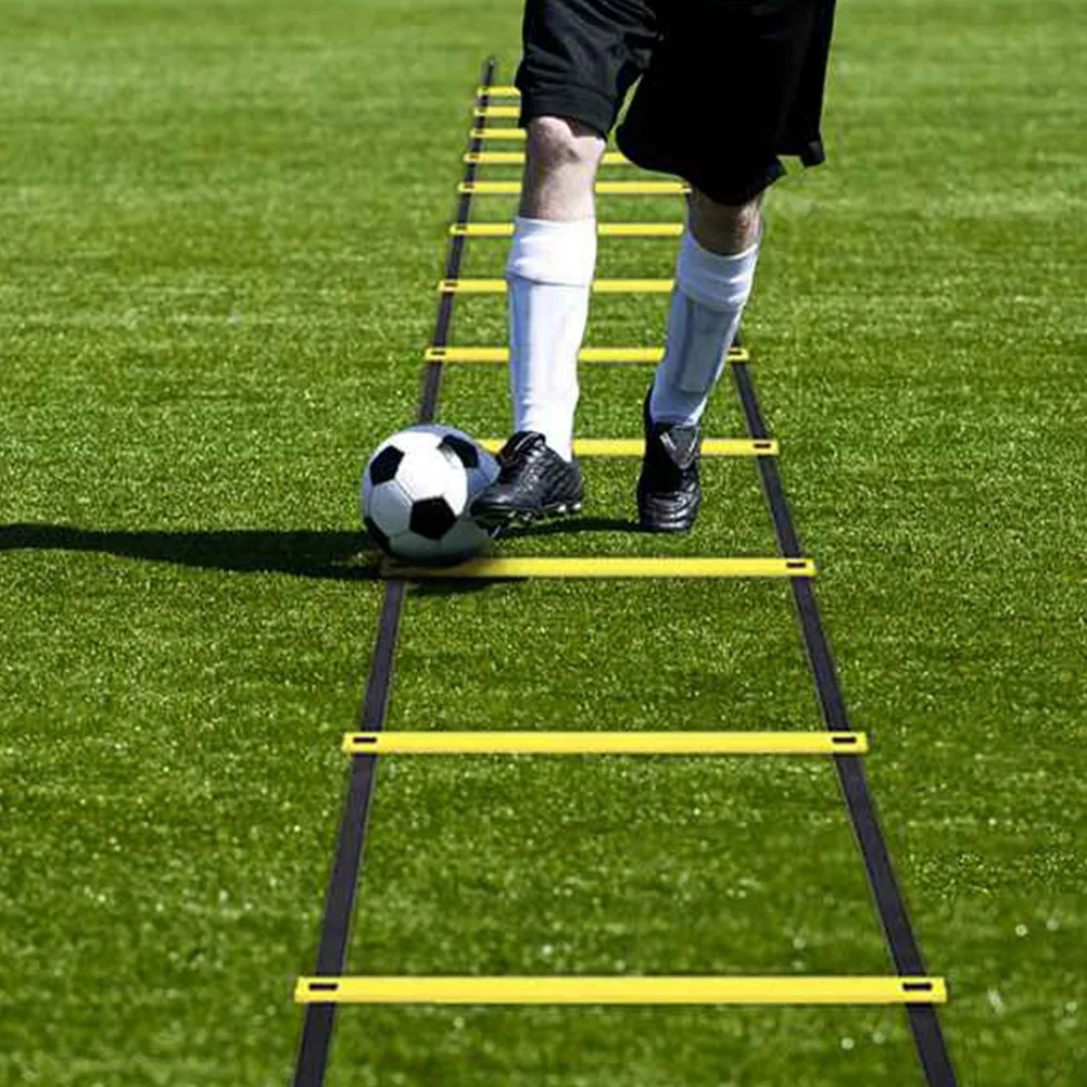 AUアジリティラダーセット 20フィート 調節可能なスピードトレーニングラダー サッカー、スポーツトレーニング用フットボールトレーニングディスク12枚付き