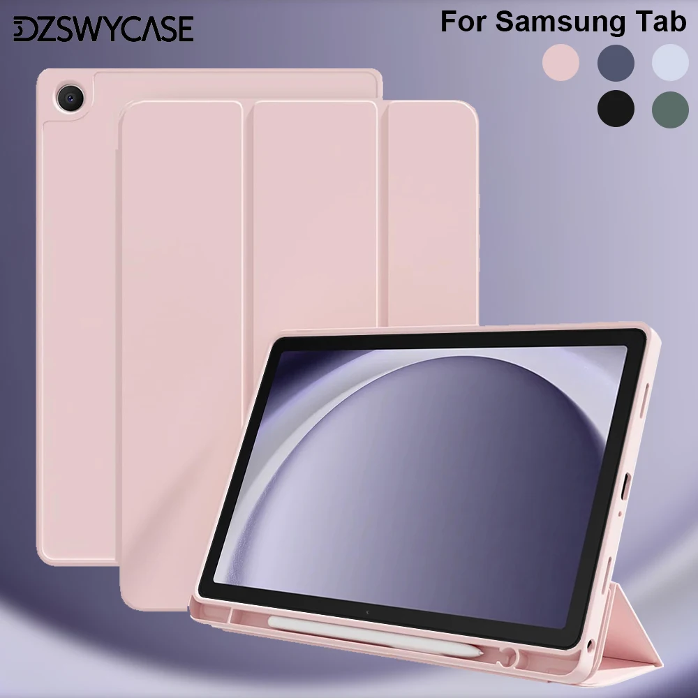 For Samsung Tab A9 Plus 11 Case A8 10.5, A9 8.7, S6 Lite 10.4, S7/8/9/10 Plus 12.4, S9 S10 FE Lite 10.9 with Pencil Holder Cover
