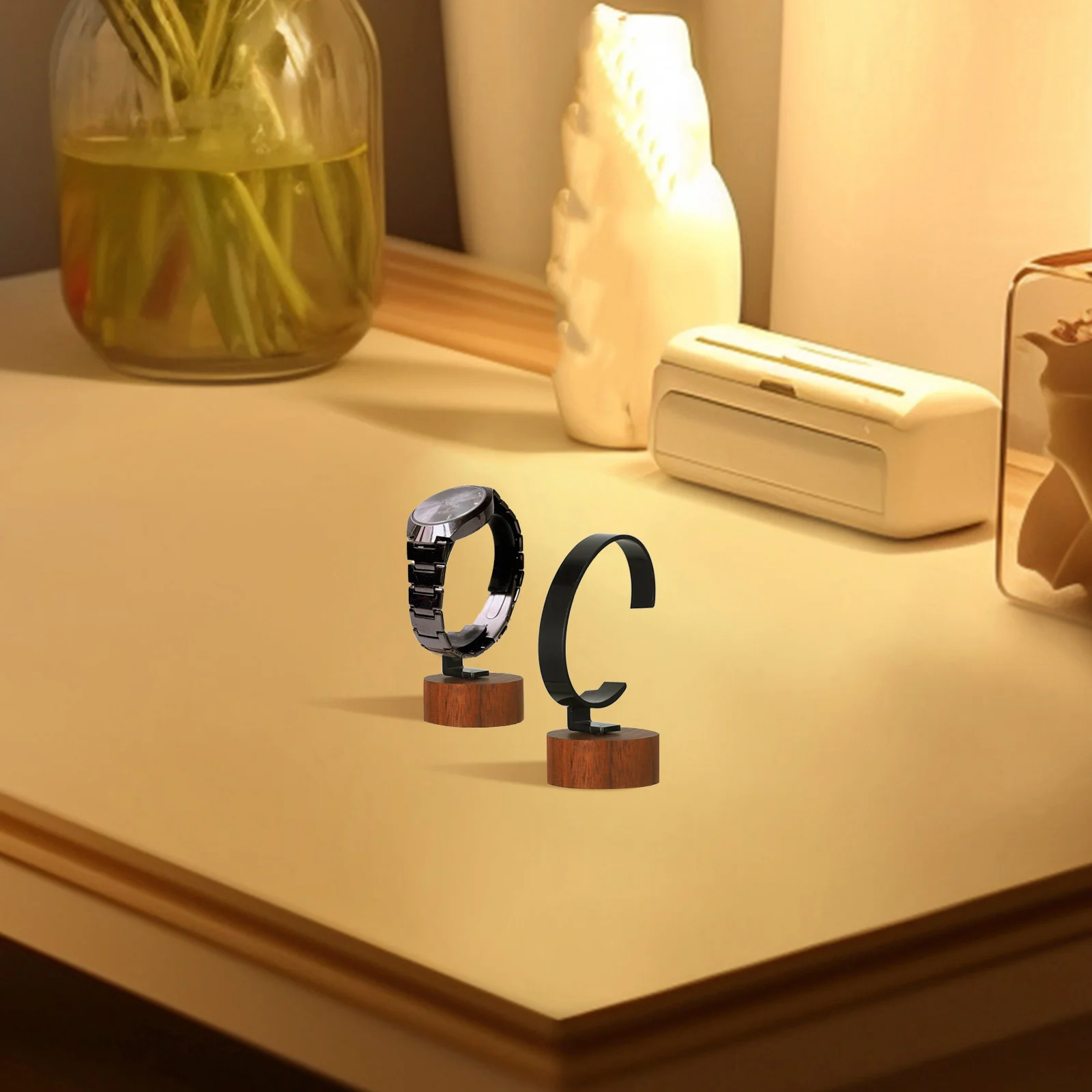 

Display Stand Solid Wood C-shaped Holder for Watch Storage Jewelry Organizer Mens Watch Stand Bracelet Display Small Case Clear