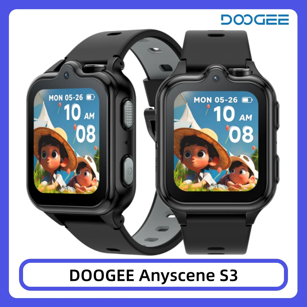 Montre connectée pour enfants DOOGEE Anyscene S3, GPS Tracker, écran HD 1,72 pouces, appels vidéo 4G LTE, étanche IP68, mémoire 16 Go, 900 mAh, 2MP+5MP, montre intelligente pour enfants