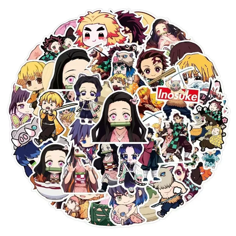 50-pack of New Demon Slayer-themed Japanese Anime Notebook and Suitcase Decorations – Stickers – Birthday Gifts