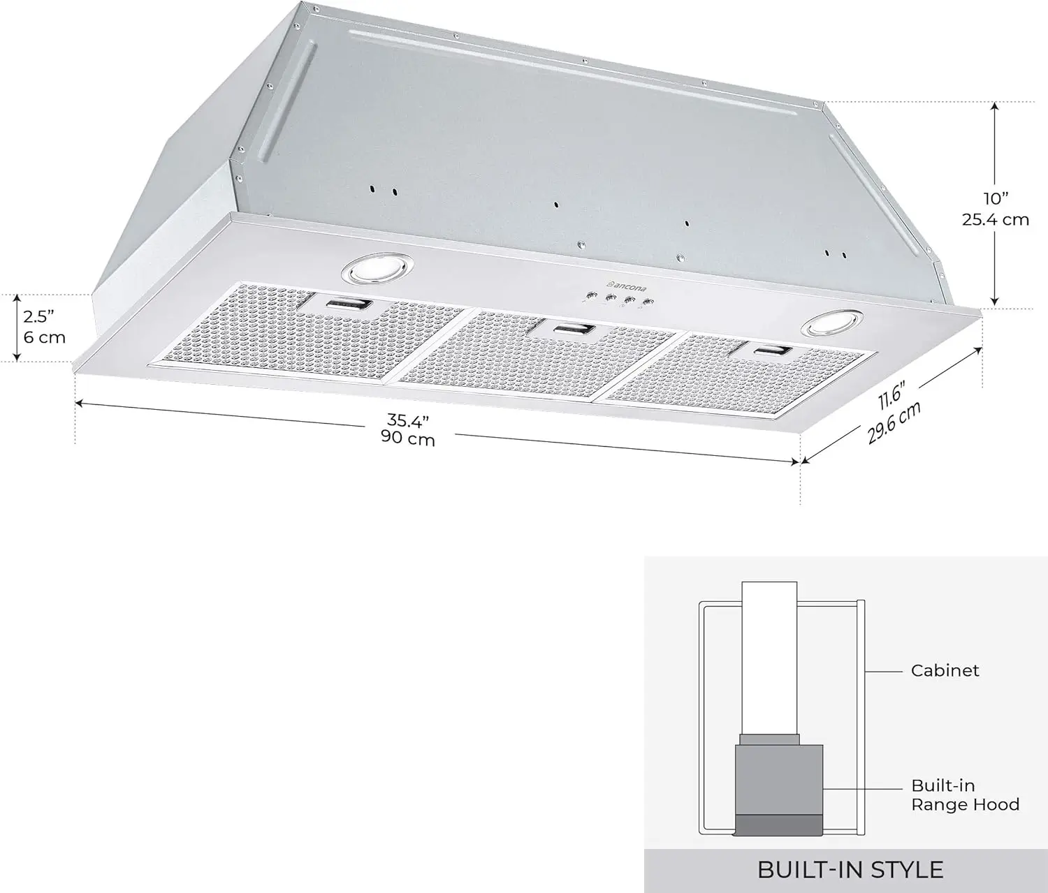 Built-in Range Hood in Stainless Steel