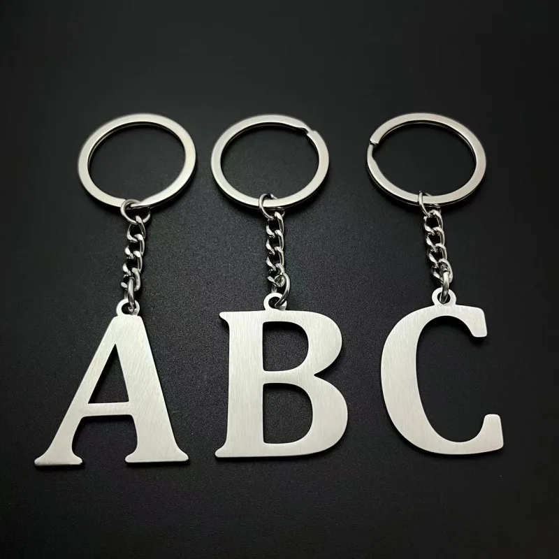 Stainless Steel Alphabet Letter Keychain A-Z Custom Personalized Initial Name Gift Jewelry