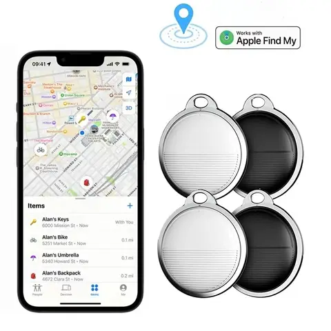 1-6pcs Bluetooth Tracker Smart Tag Work For Airtags Apple Find My APP Tracking Locator Device Search For Luggage Key Bag Car Pet