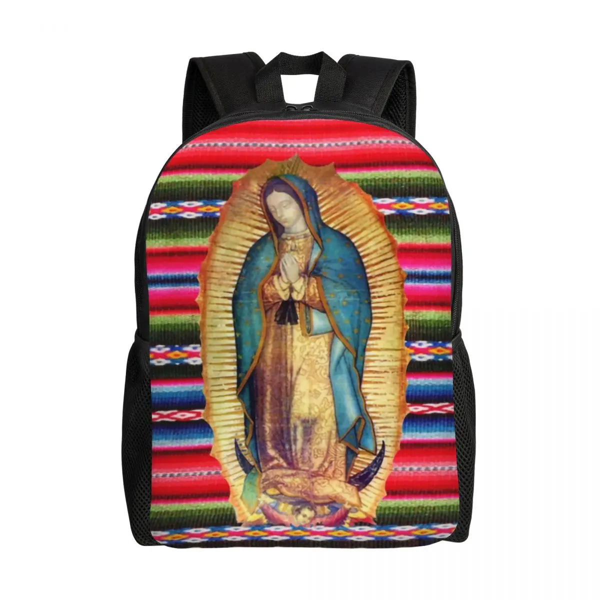 

Our Lady Of Guadalupe Virgen Maria Zarape Laptop Backpack Basic Bookbag for College School Students Virgin Mary Catholic Bag