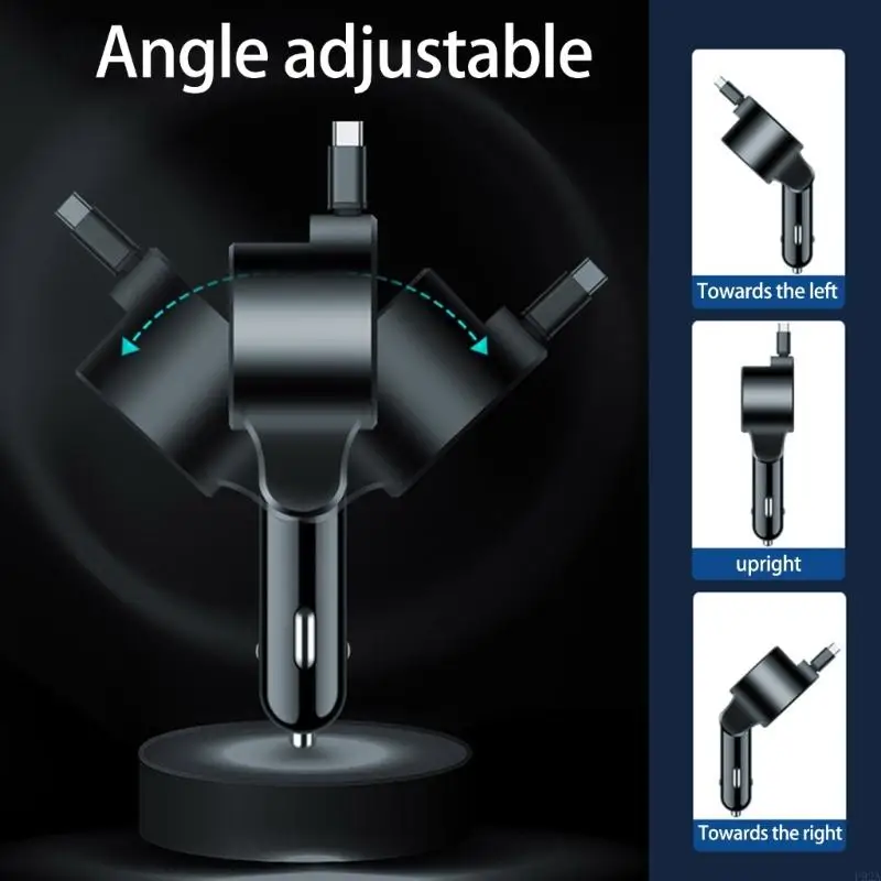 F92A многофункциональный адаптер автомобильной зарядки с тройным выходным кабелем типа C
