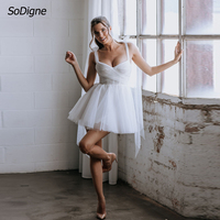 SoDigne A-line Short Wedding Dresses Sweetheart Spaghetti Straps Tulle Bride Dress Mini Elegant Bridal Gown Vestido De Noiva