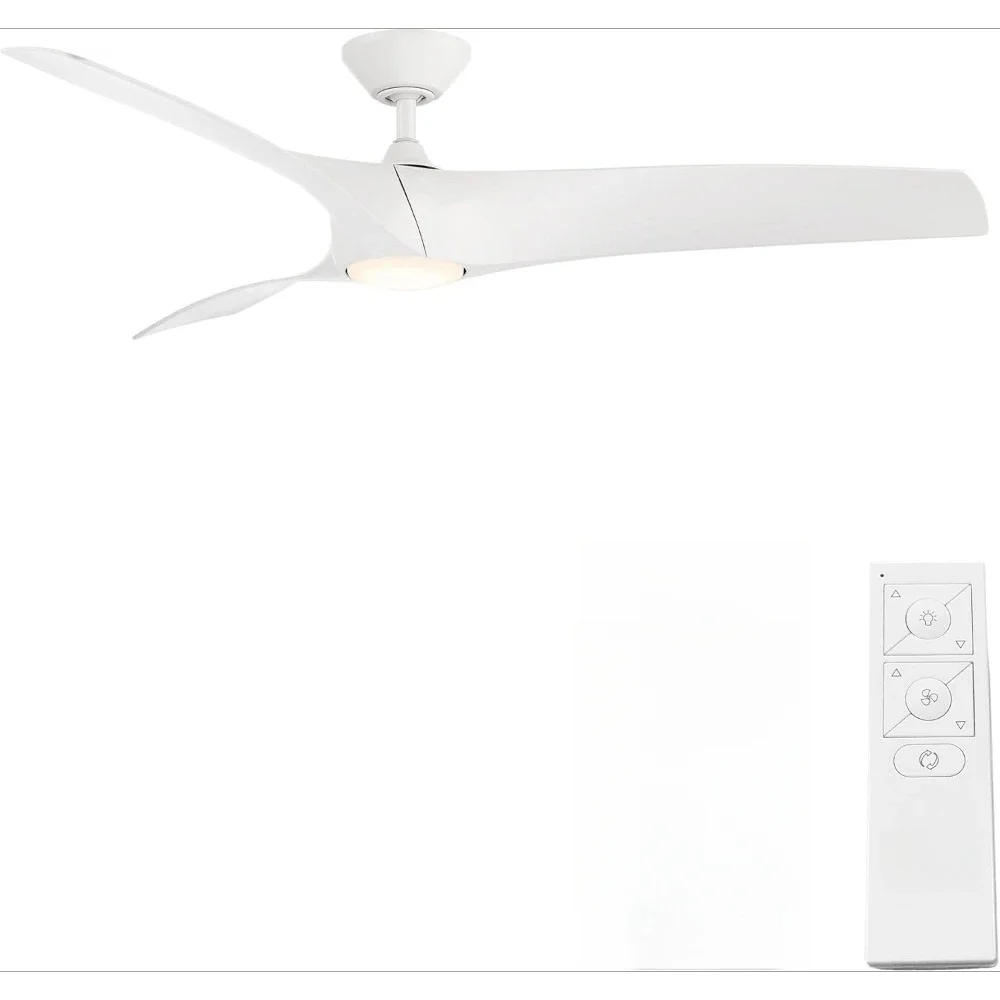 Smart Indoor and Outdoor 3-Blade Ceiling Fan 52in Matte White with Adjustable CCT LED Light Kit and Remote Control works