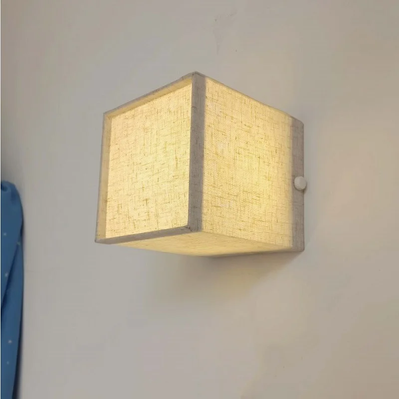 Simple Fabric Wall Lamp Bedroom LED Bedside Lamp Nordic Modern Warm Hotel Room Lamp Entrance Wall Lamp Corridor Decorative Lamp