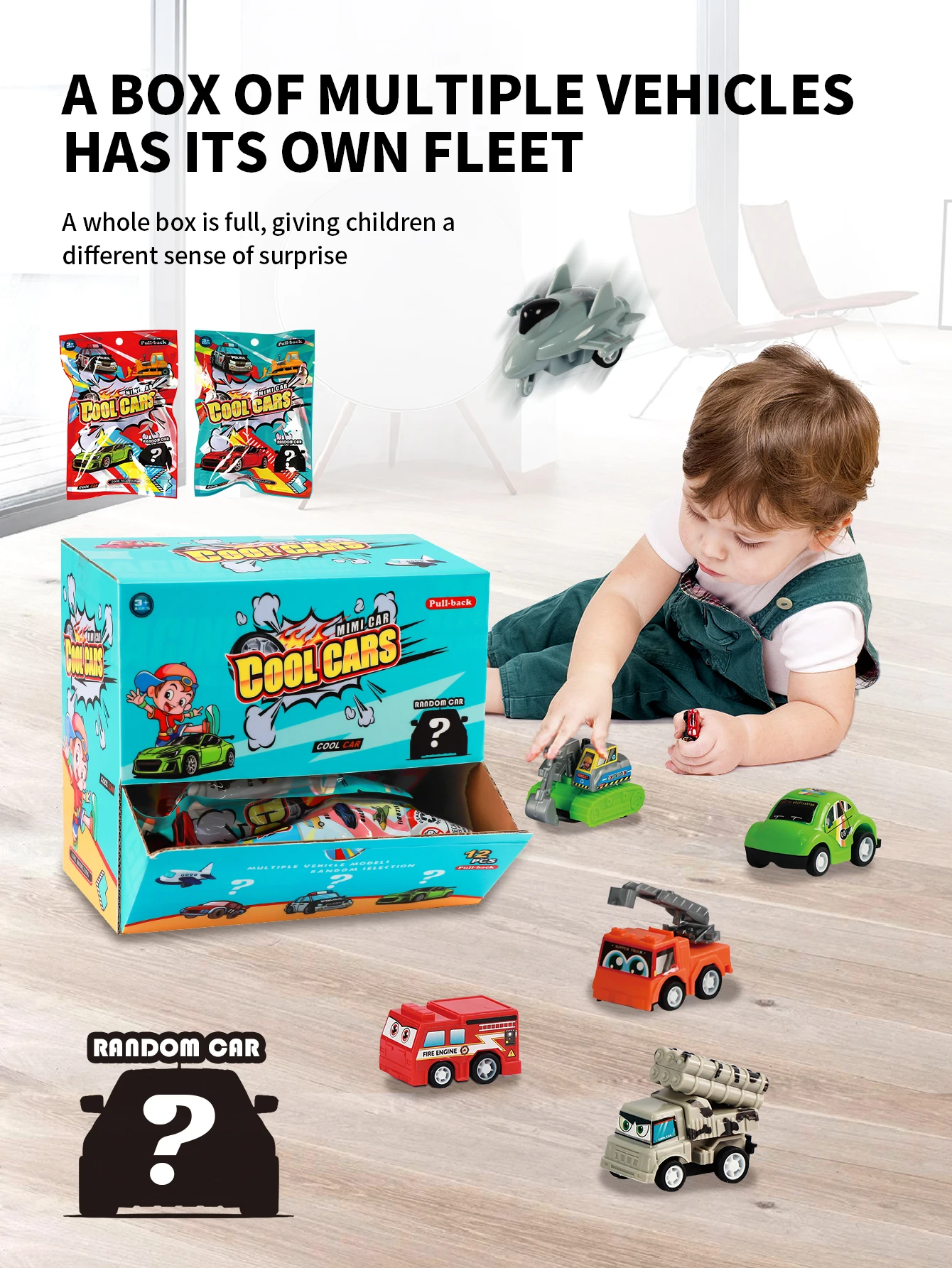 Set di macchinine a sorpresa, più simpatiche macchinine, imbarazzano un viaggio di raccolta di auto gioiose