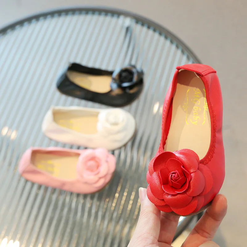 

Flower Princess Shoe Fashion Mary Jane Flat Sole Leather Shoe Kid Shoe Girl Shoe Spring New Soft Sole Dance Shoe Casual Shoe