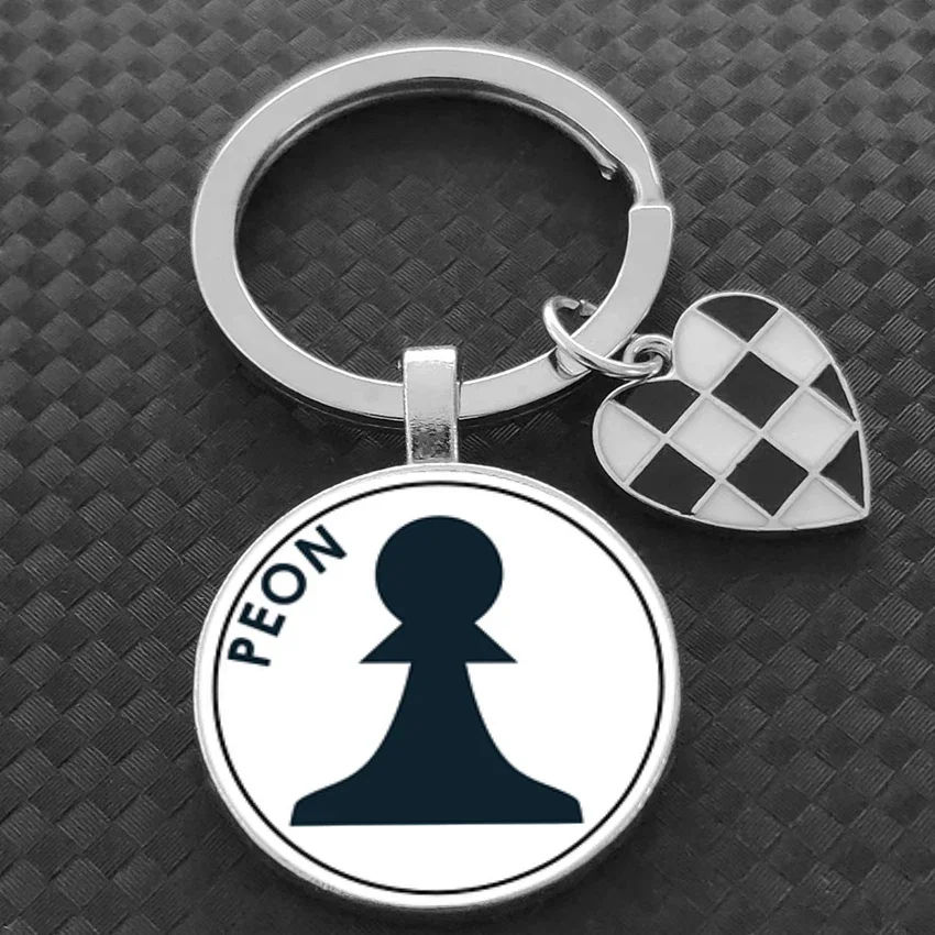 Spanish CHESS Keychain Chess enthusiast Keyring as a gift for friends  glass cabochon Key chain