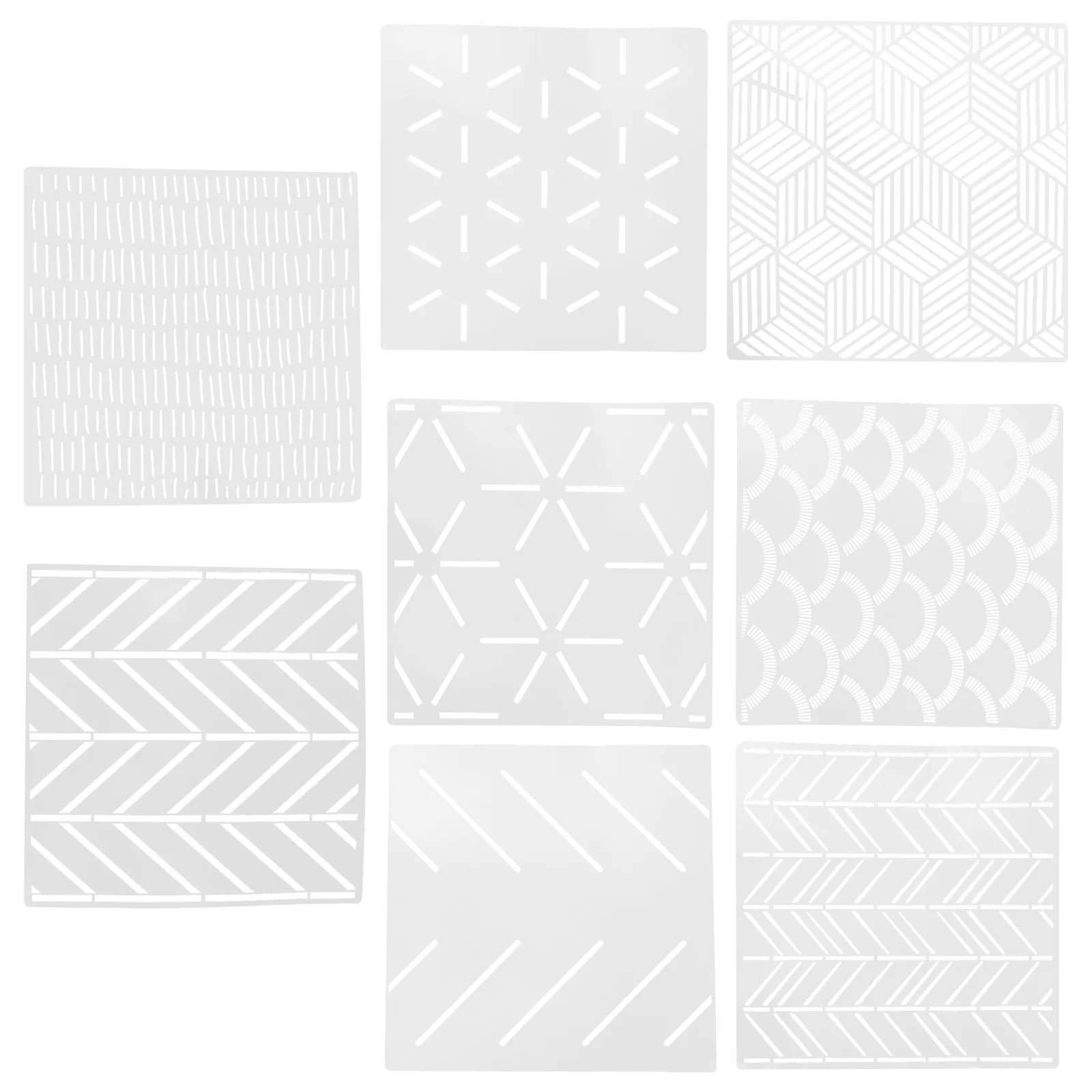 8 Pcs Large Template Stencils for Crafts Reusable Wall Decor Pte Environmental Protection Geometric Painting