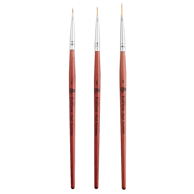 EZONE 3Pcs Fine Hand Painted Thin Hook Line Pen Short Wood Rod Nail Art Supplies Drawing Pen Paint Brush Art Supply Nylon Brush