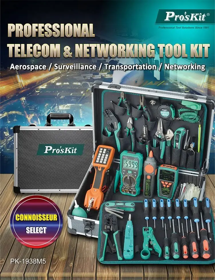 Proskit PK-1938M5 Series Professional Network Computer Tool Set for Network Erection Rail Transit Monitoring System Installation