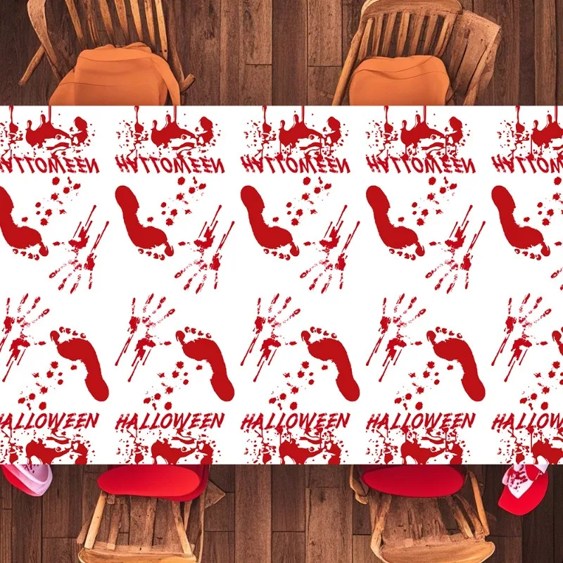 Halloween Bloody Handprint Tablecloth Horror Theme Tablecloths Scary Bloody Table Cover for Halloween Party Table Decoration