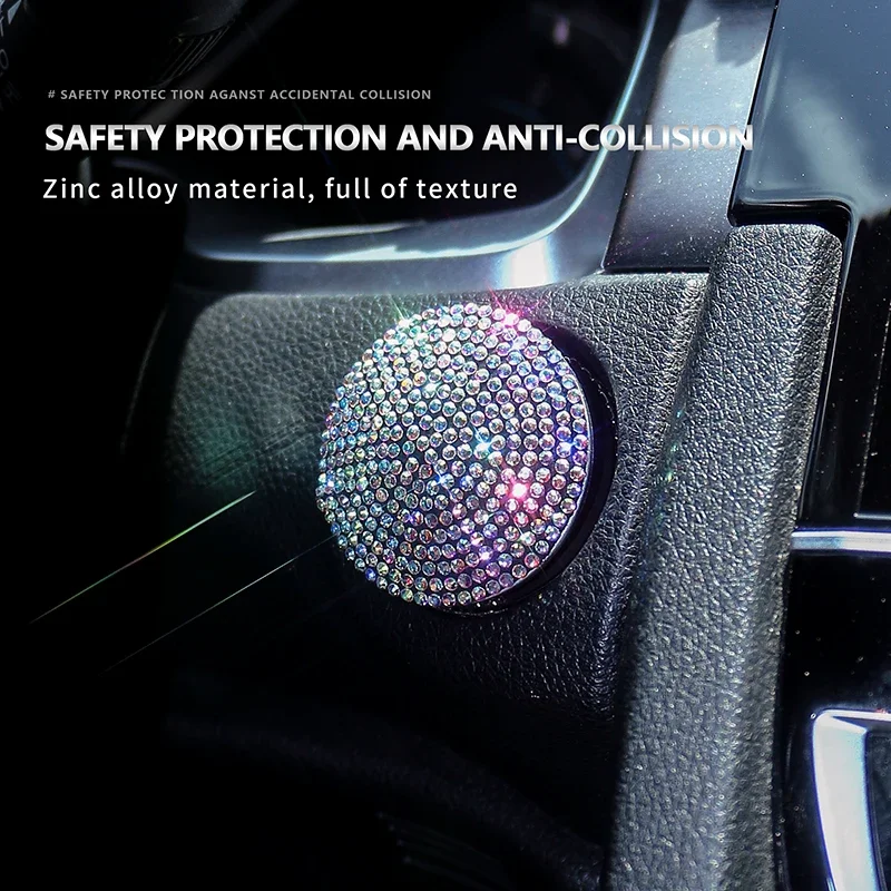 Car Rhinestone Engine Ignition One-key Start Stop Push Button Protective Cover Bling Car Interior Accessories for Women