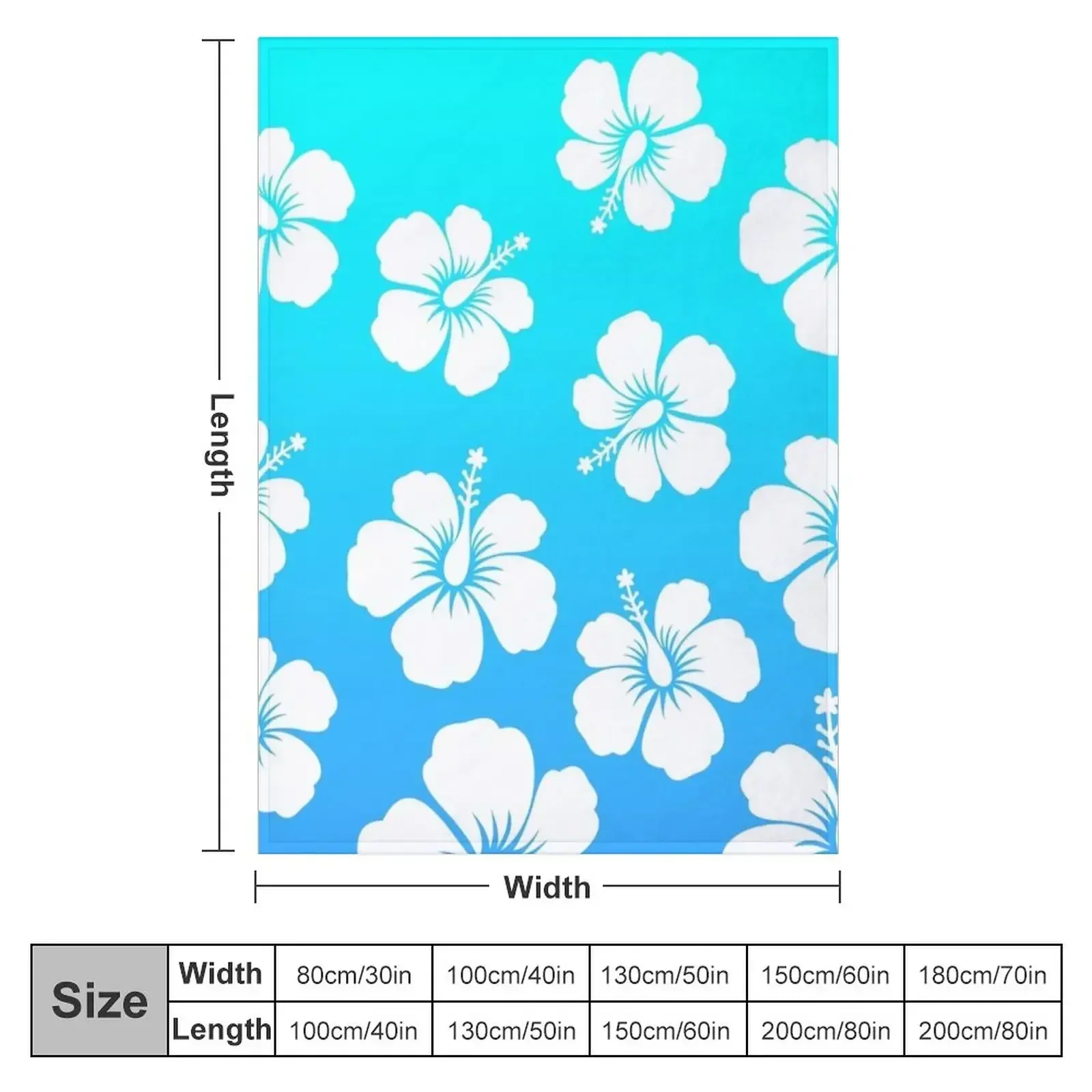 Hibiscus flower pattern blue gradient Throw Blanket Thermals For Travel Soft Plaid Blankets For Sofas Picnic Hair Blankets