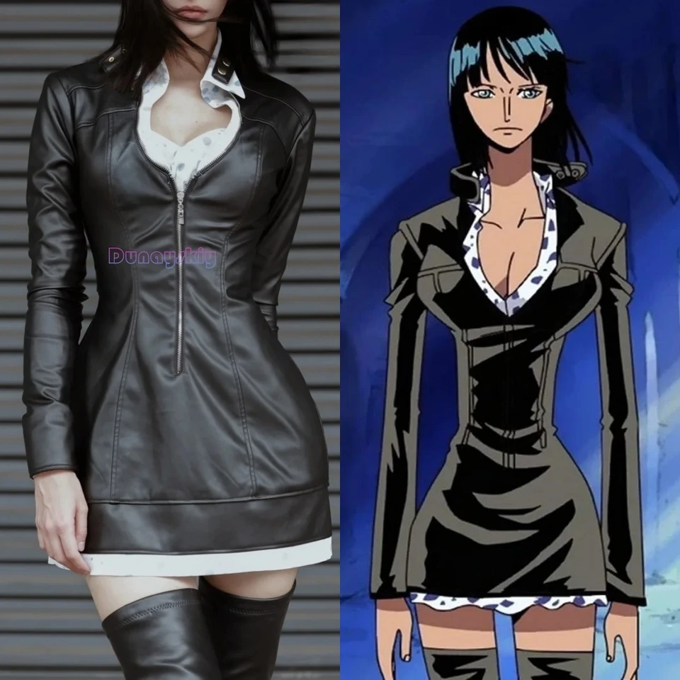 Anime Nico Robin Cosplay Costume Miss Allsunday Black PU Uniform Dress  Adult Woman Sexy Kawaii Carnival Halloween Suit - AliExpress 200000532