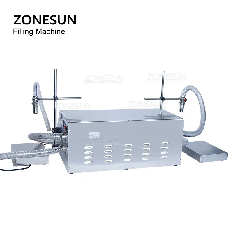 ZONESUN ZS-DP432W ダブルノズルビッグフロー飲料食用油ミルク計量充填機ダイヤフラムポンプボトル充填