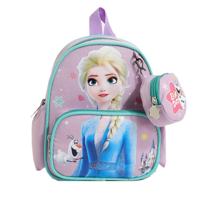 Disney Frozen Elsa New Schoolbag Kindergarten Cute Cartoon Backpack Boys and Girls Shoulder Bag handbag coin purse