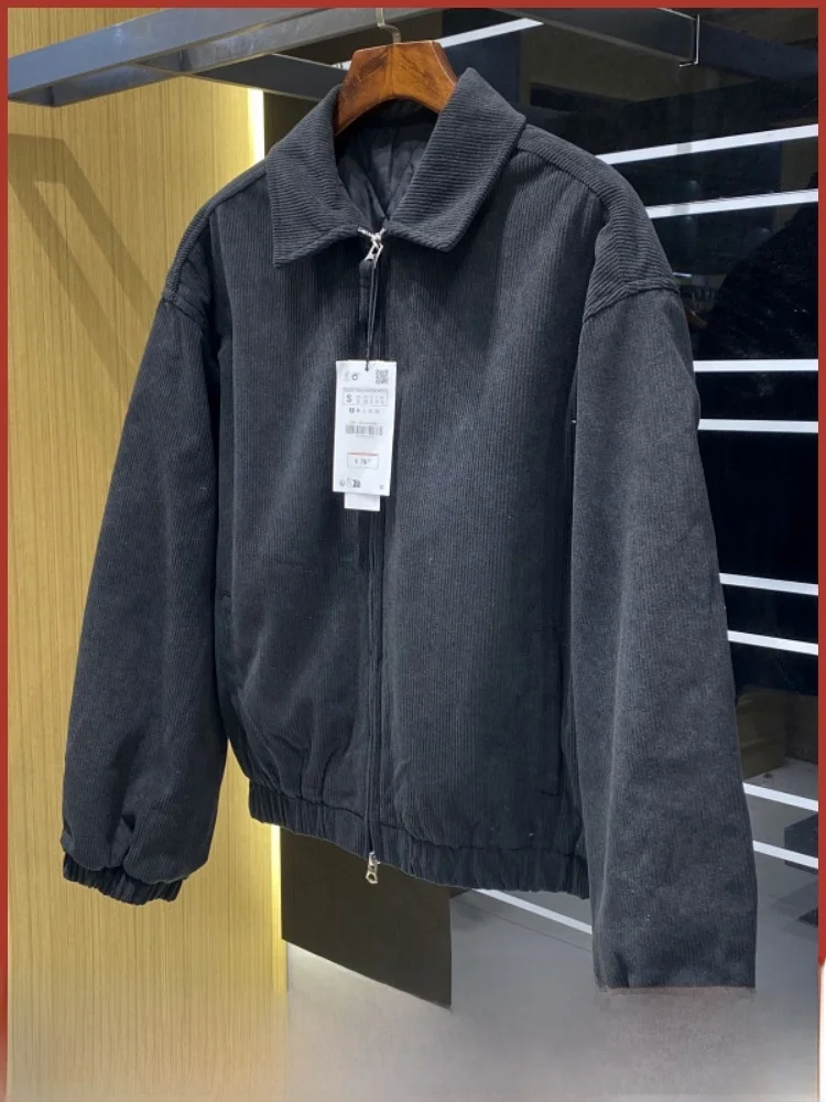 

Мужское повседневное хлопковое пальто в стиле ретро в американском стиле, свободное теплое зимнее пальто, украшение на молнии, наполнитель из полиэфирного волокна