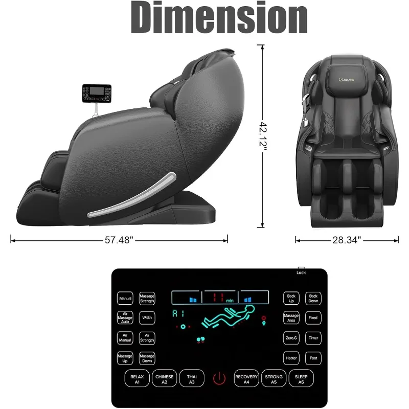 2024 Massage Chair, Full Body Zero Gravity SL-Track Shiatsu Massage Recliner Chair,Favor-06 All Black