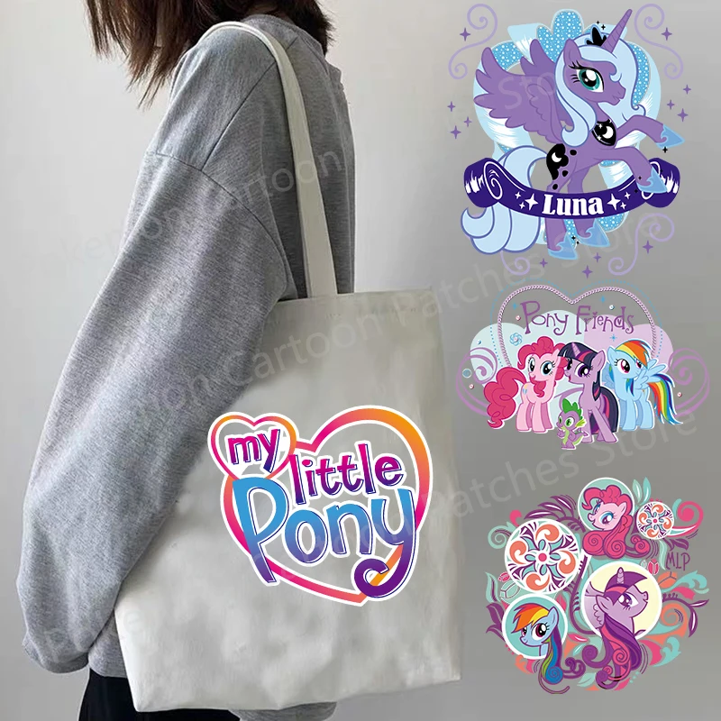 Pony Iron on Patches for Kids Clothing DIY T-Shirt Anime Heat Transfer Patch Clothes Washable Thermal Sticker on Clothes Handbag