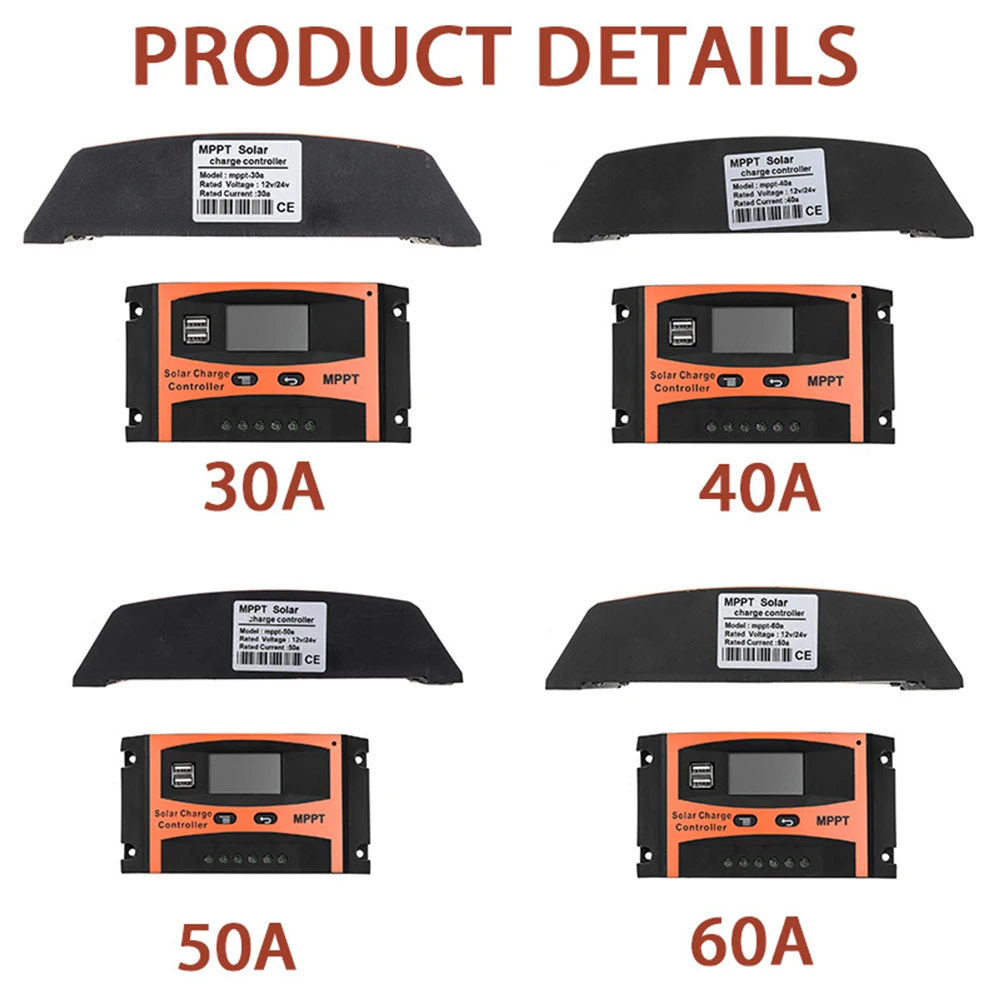 

30A MPPT Solar Charge Controller 12V 24V Auto LCD Dual USB Solar Cell Panel Regulator Built-in Timer
