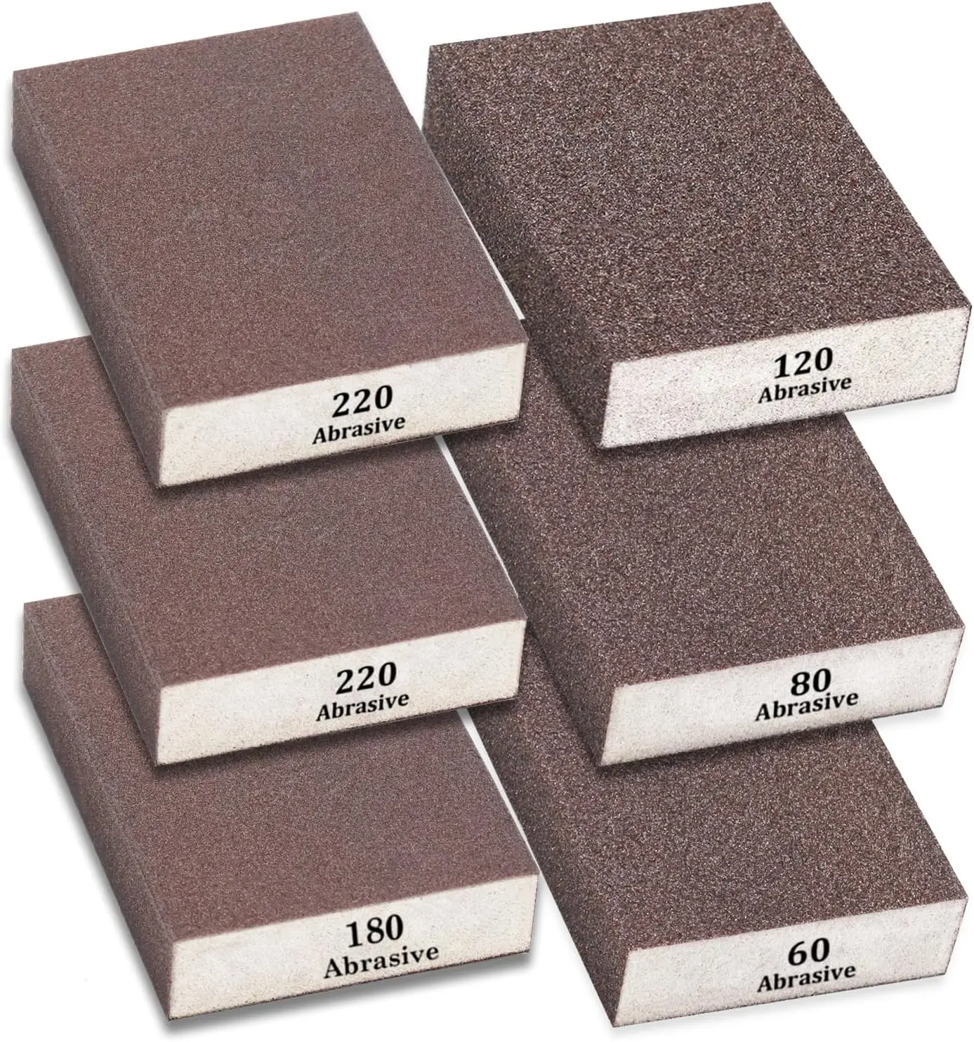 

6Pcs Sanding Blocks 60/80/120/180/220 Grit Sanding Sponge for Drywall Wood Metal Washable Reusable
