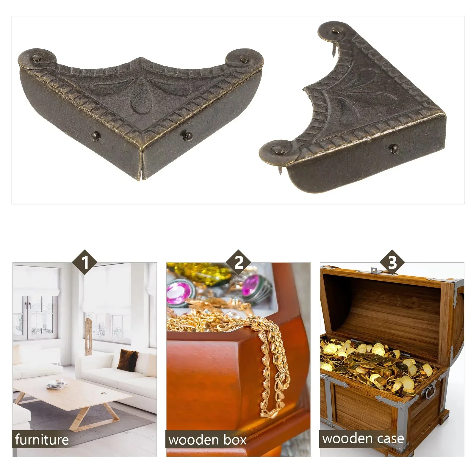 8 pieces of antique bronze jewelry box corner decoration desktop photo frame edge protection cover edge protection cover