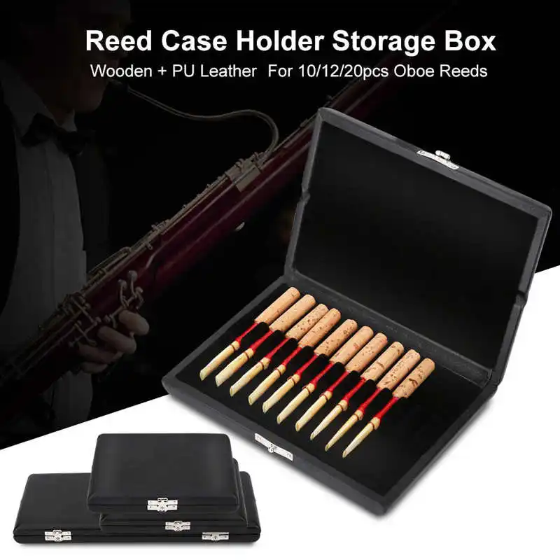 Oboe Reed Case Leather Oboe Reed Holder Storage Box Moistureproof Protector Case for 10/12/20 Oboe Reeds Protect