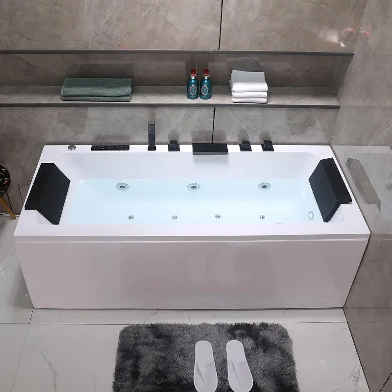 

&c Jakuzzier 1.7-Meter White Modern Rectangle Hot Tub Vortex Massage Free-Standing for Soaking Includes Drainer Hotel Portable