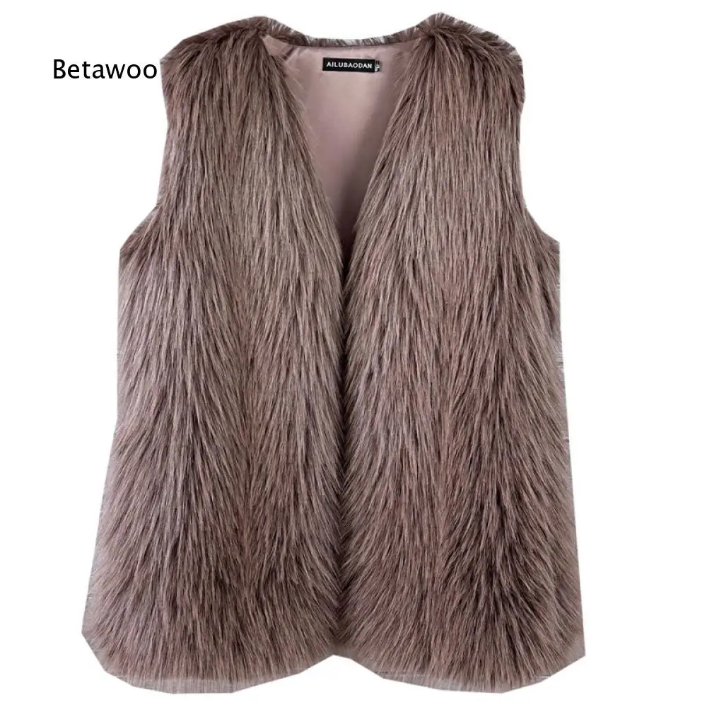 Women Solid White Thick Warm Faux Fur Sleeveless Vest Open Front Long Shaggy Plush Waistcoat for Party and Cold Season Occasions 4