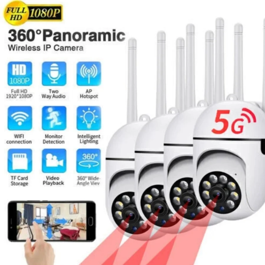 

4 шт., беспроводная 5G Wi-Fi камера безопасности, умная уличная камера ночного видения 1080P