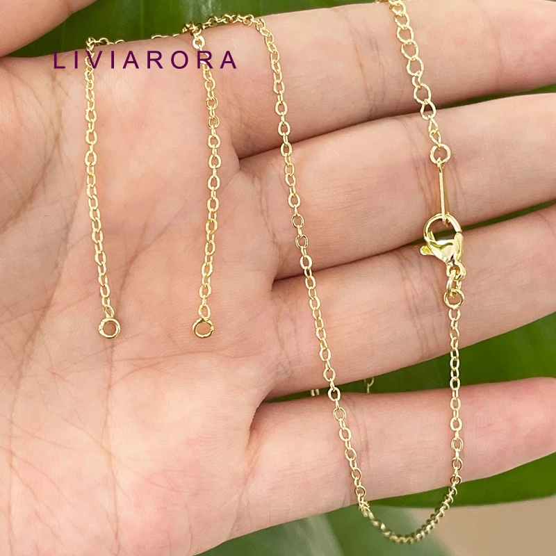 1/3/5Pcs 50cm 18K Gold Plated Brass Oval Cable Link Chain Necklace,1.2mm Thin Chain For Jewelry Making,DIY Jewelry Materials