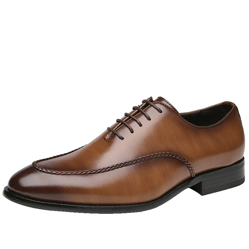 2025 Business Men Shoes Classic Leather Formal Dress Shoes For Men Breathable Pointed Toe Office Wedding Shoes Mens Oxford Shoes