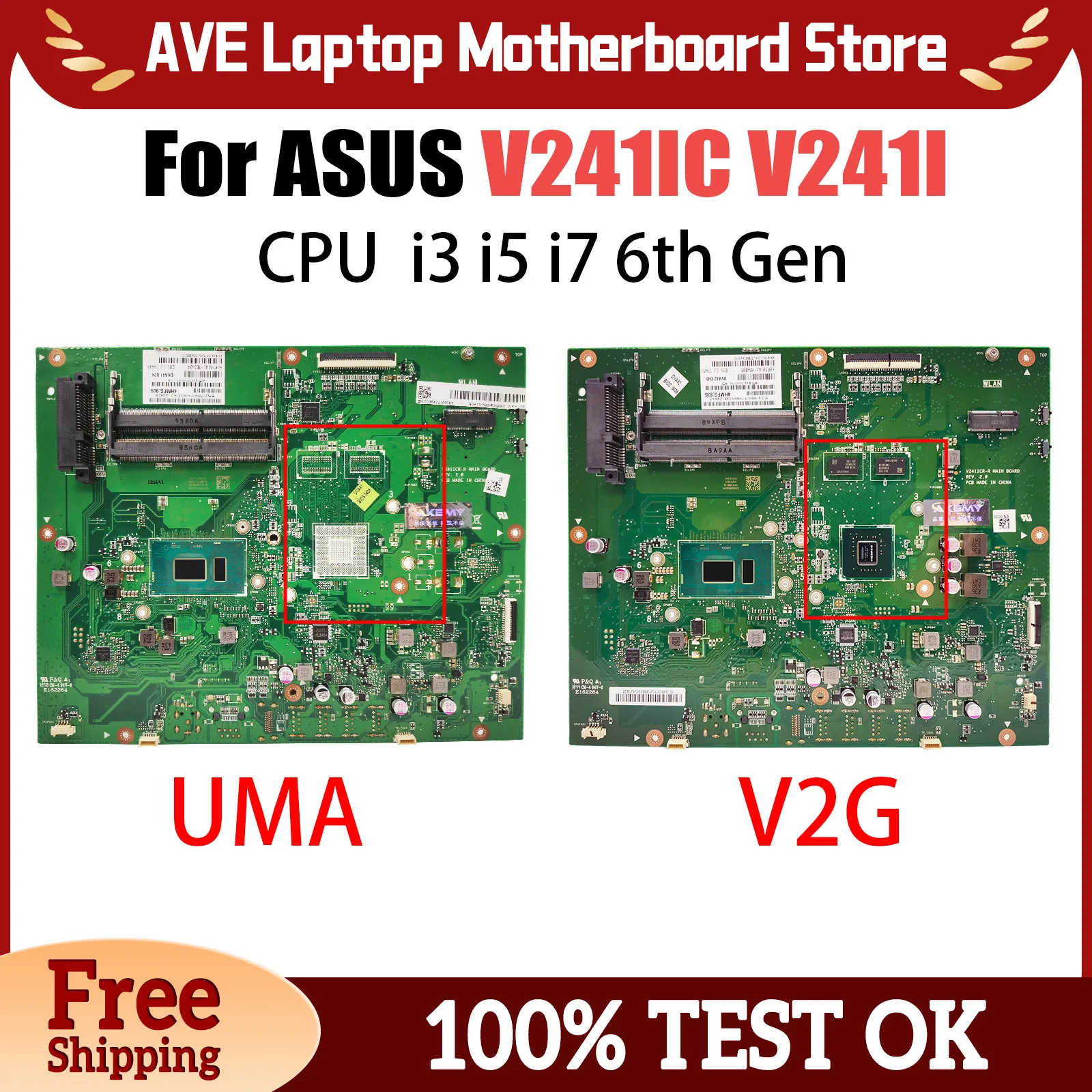 V241IC Motherboard For Asus V241I V241IC Main board of All-in-one Machine With 4405U 4415U I3 I5 I7 CPU 930MX Tested OK