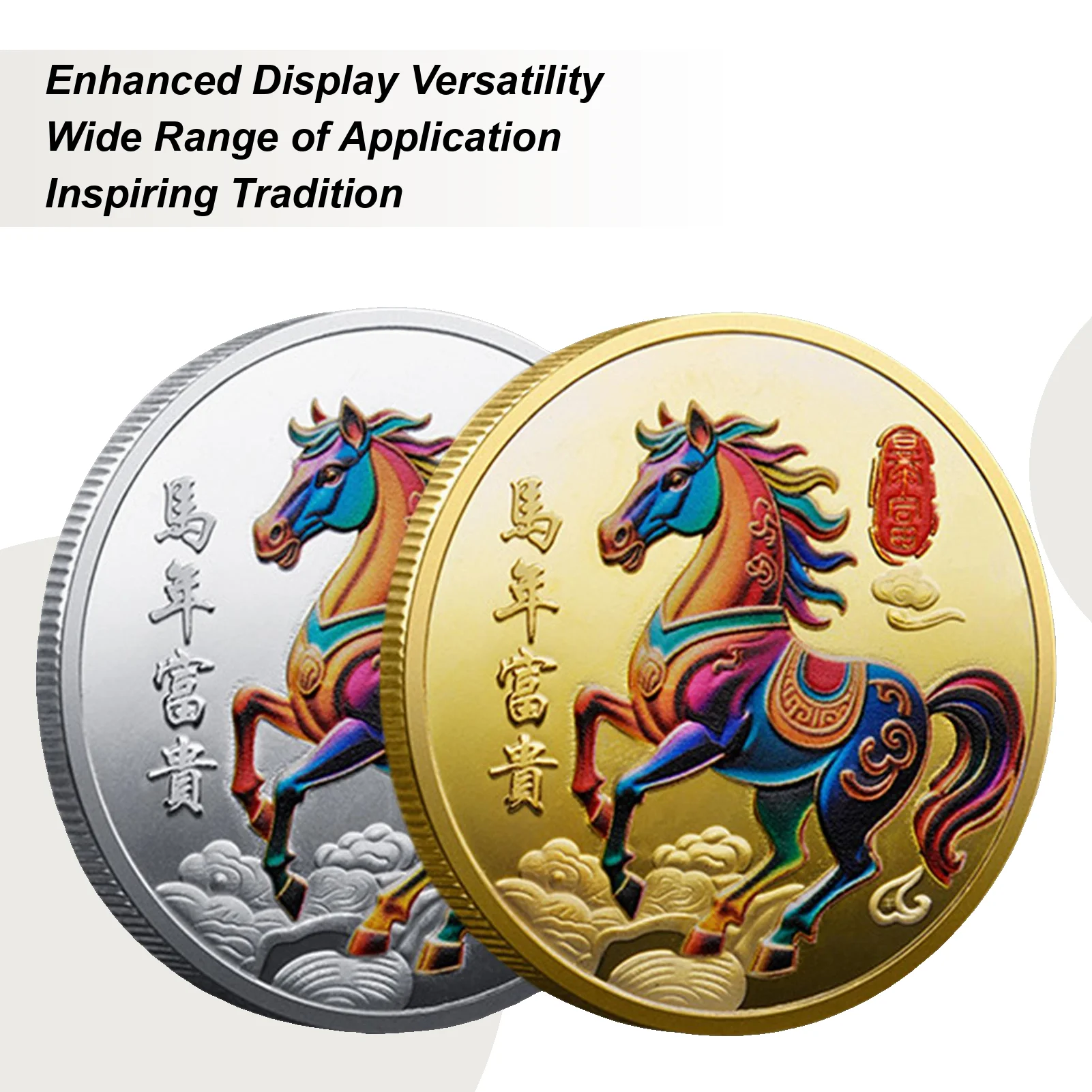 Colored Iron Z-odiac Horse Commemorative Coin Metal Novelty Toys Keepsake Good Fortune Gift Chinese New Year Of Horse Coin