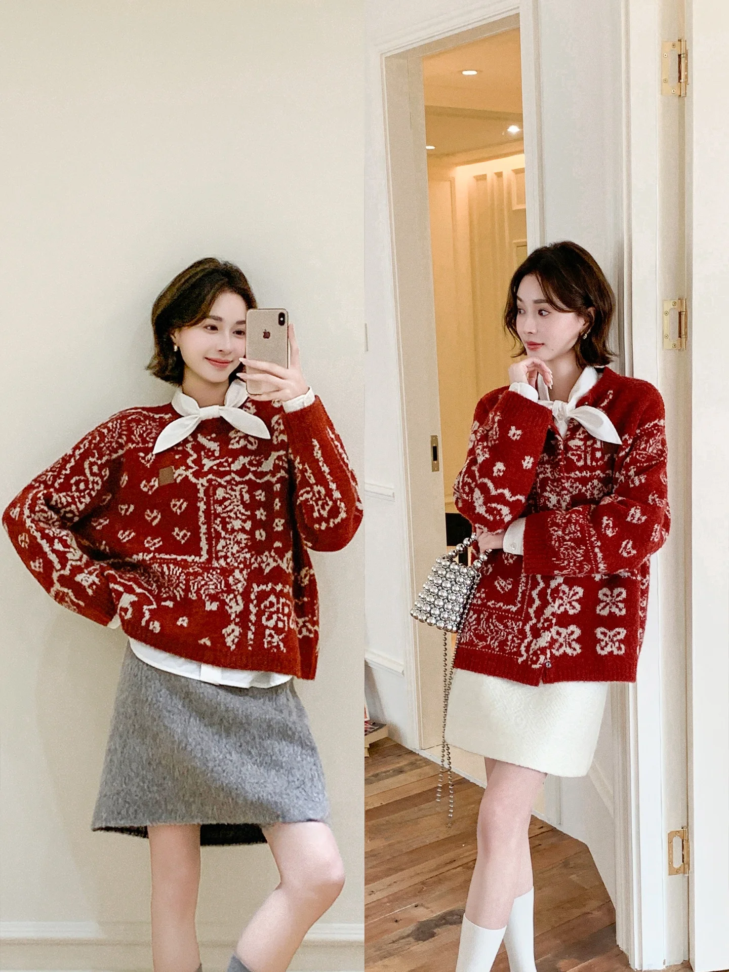 

Original C Yarn Knitted Long Sve round Ne Open Cardigan Women's Spring Faion Casual Loose Fit Geometric Pattern Knitwear