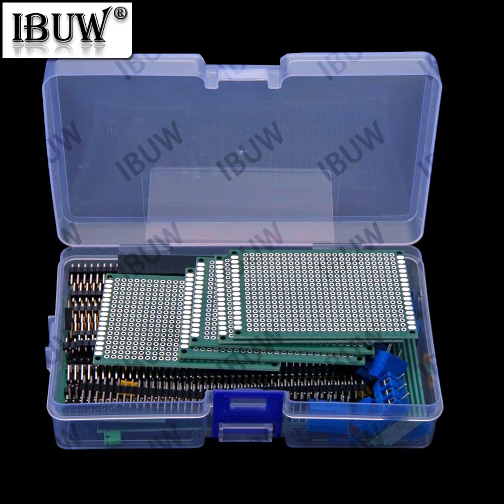 92PCS Double-sided PCB Boards, Prototype Double-sided Painted Circuit Boards Single-row Female & Terminal Kit Single-row Pin
