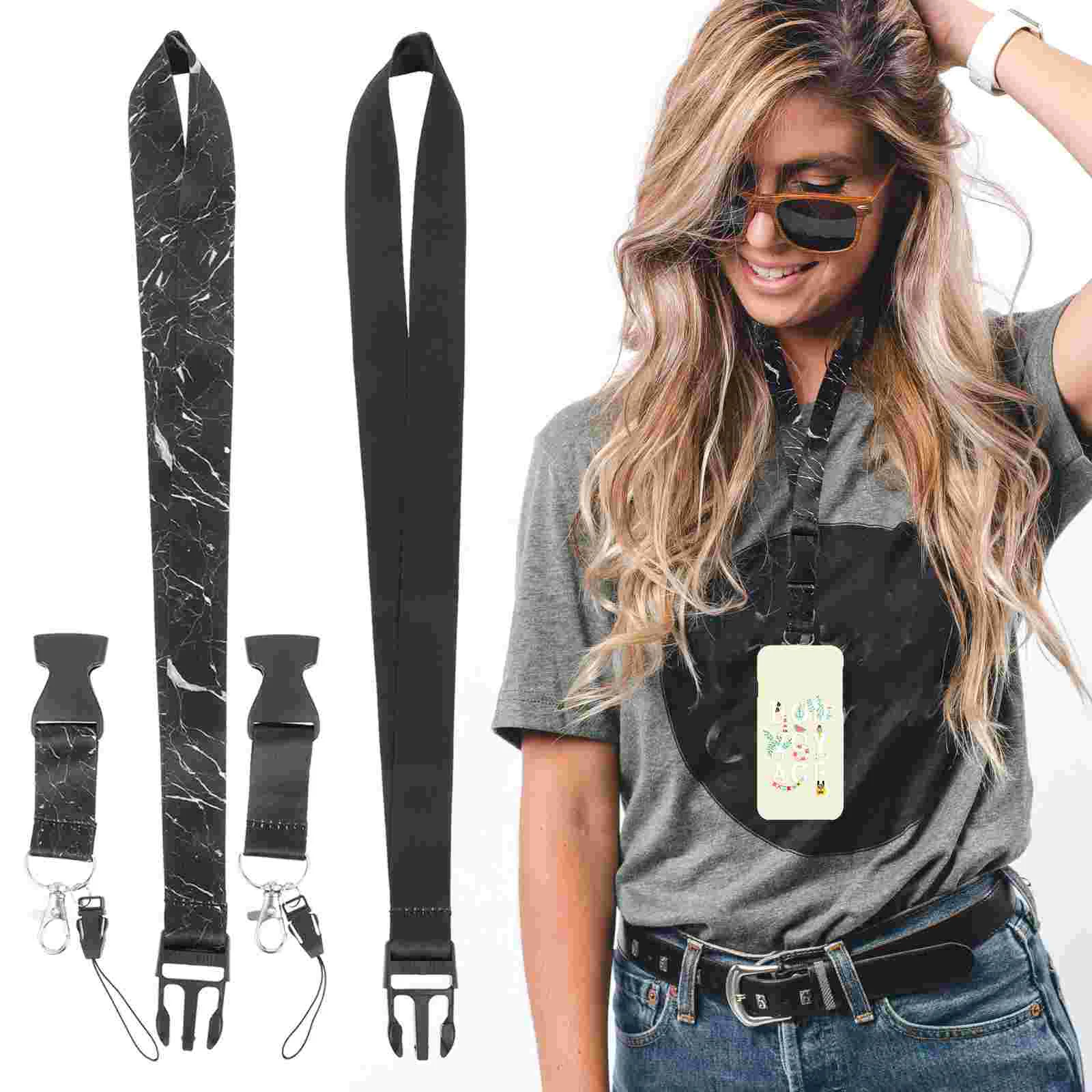 2 Pcs Flat Lanyard with Swivel Hook Suspend Hanging Ropes for Cellphone Decorative