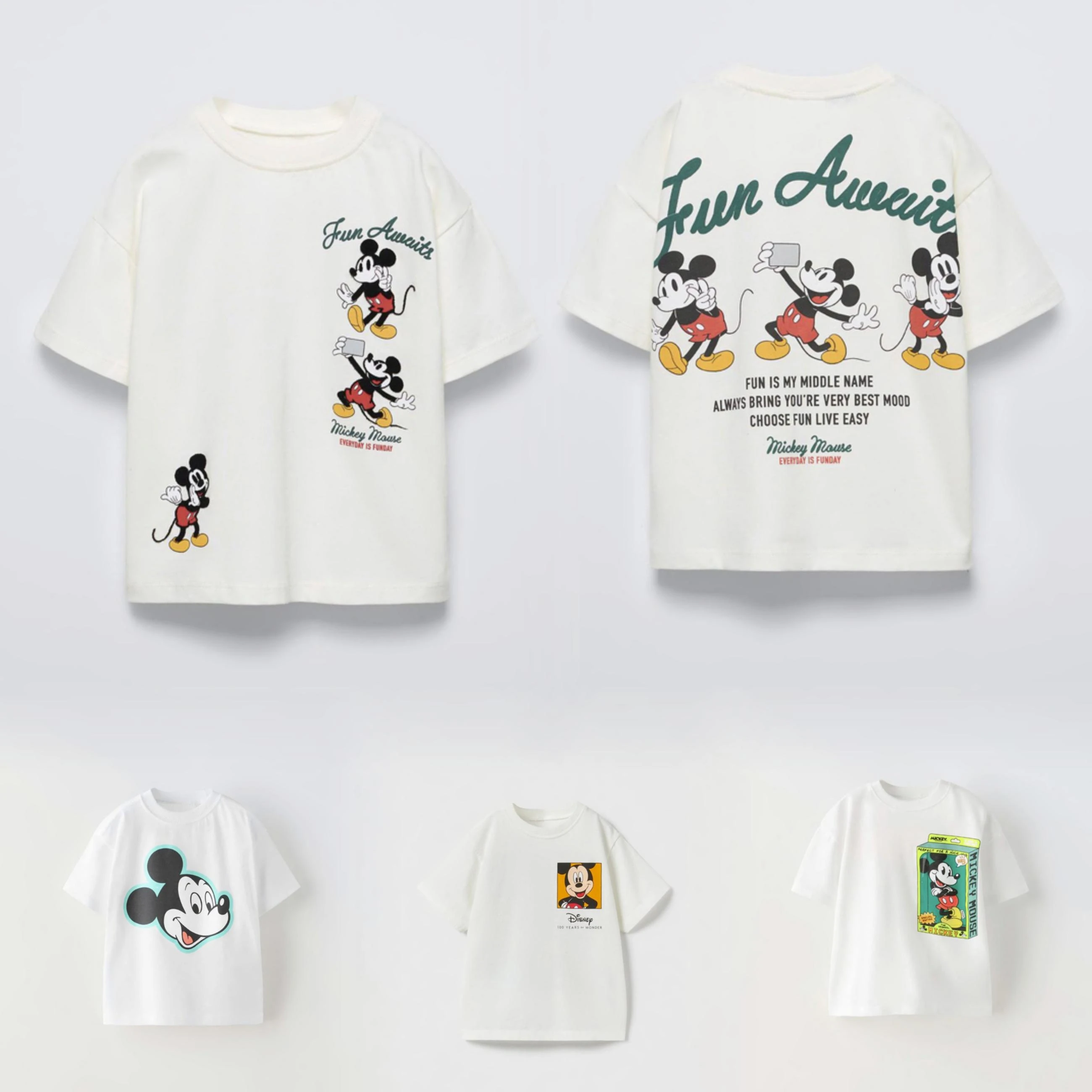 

Fashion Kawaii Disney Cartoon Minnie Printed T Shirt Women Fashion Mickey Mouse White Oversized T Shirt Family Matching Outfits