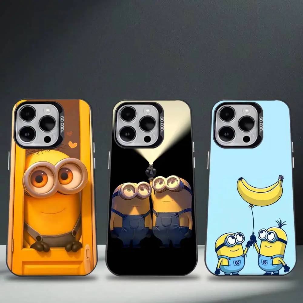 

C-Cartoon M-Minions Phone Case For iPhone 16,15,14,13,12,11,8,7,Pro,Max,Plus,Mini,XS,SE Anti Fall Black Matte Hard