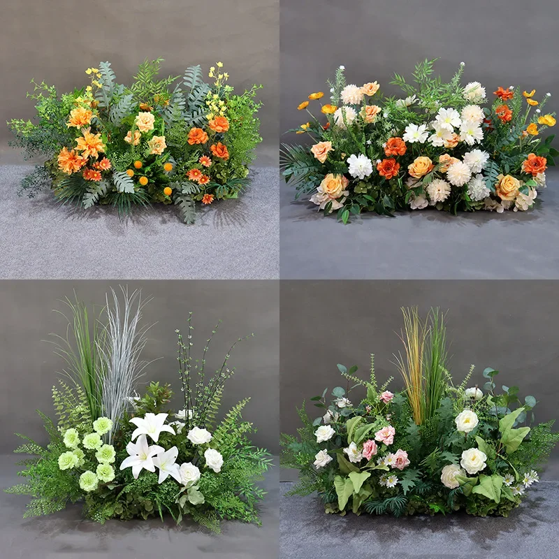 Wedding green leaf, white flower pot silk road guide outdoor wedding ornament
